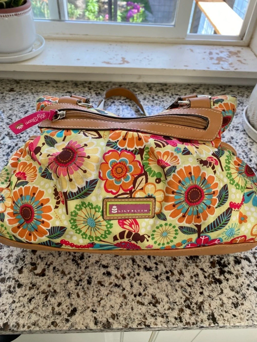 LILY BLOOM Landon Busy Bee Floral Printed Satchel Bag